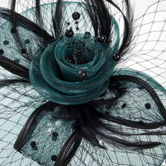 Faux Feather Mesh Veil Fascinator for Tea Party, Birthday Party, Horse Racing
