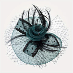Faux Feather Mesh Veil Fascinator for Tea Party, Birthday Party, Horse Racing
