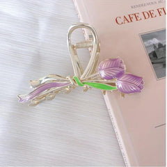 6pcs Flower Butterfly Hair Claw Set Large Shark Claw Ponytail Holder