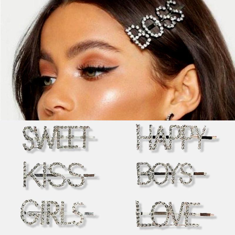 Rhinestone Letters Hair Clip Head Jewelry for Women