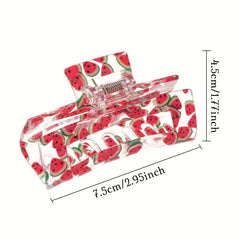 Fruit Printed Hair Claw Ponytail Holder Hair Clip