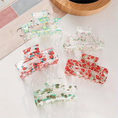 Fruit Printed Hair Claw Ponytail Holder Hair Clip
