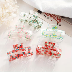 Fruit Printed Hair Claw Ponytail Holder Hair Clip