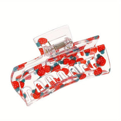 Fruit Printed Hair Claw Ponytail Holder Hair Clip