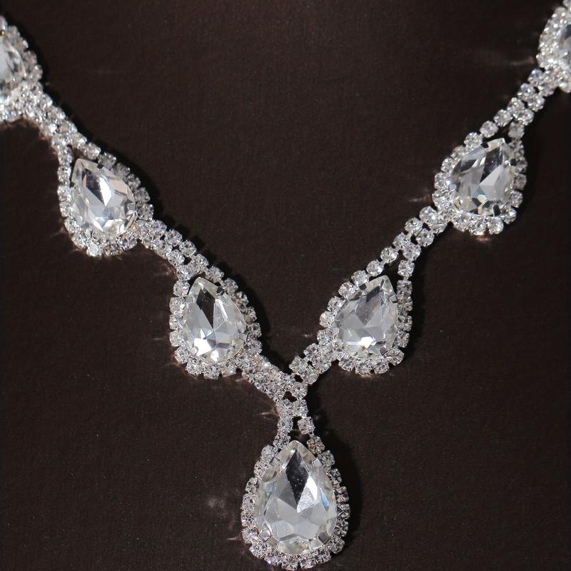 Crystal Bridal Headband Necklace Earrings Set Wedding Accessory