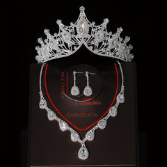 Crystal Bridal Headband Necklace Earrings Set Wedding Accessory
