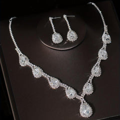 Crystal Bridal Headband Necklace Earrings Set Wedding Accessory