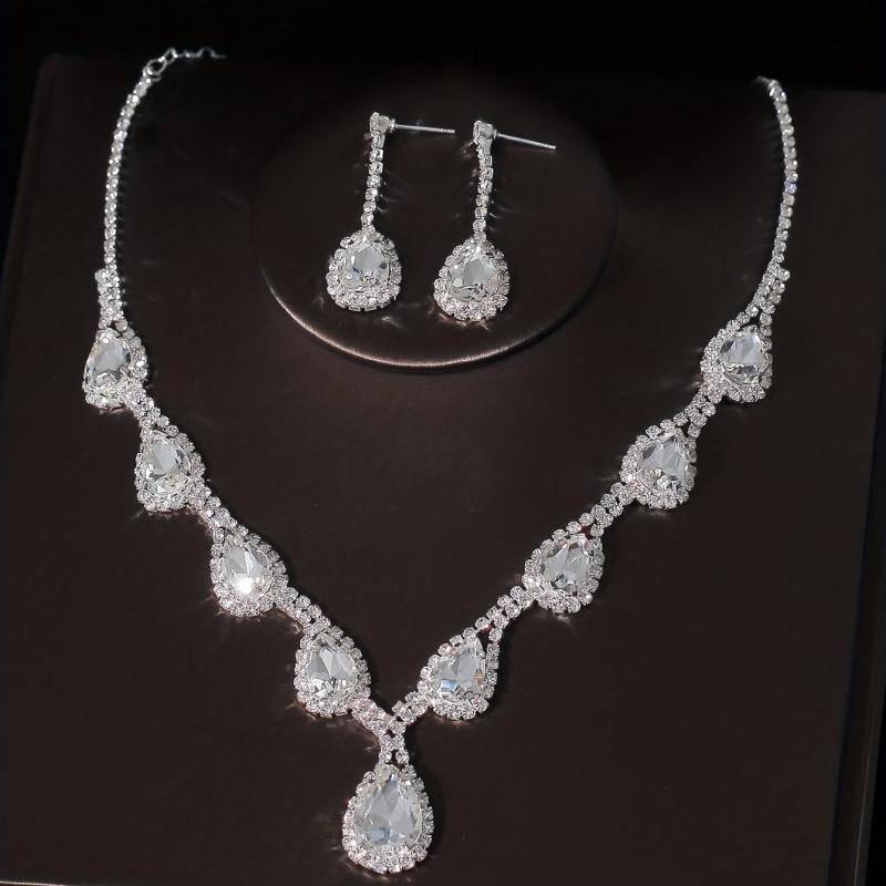 Crystal Bridal Headband Necklace Earrings Set Wedding Accessory