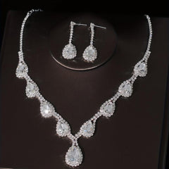 Crystal Bridal Headband Necklace Earrings Set Wedding Accessory
