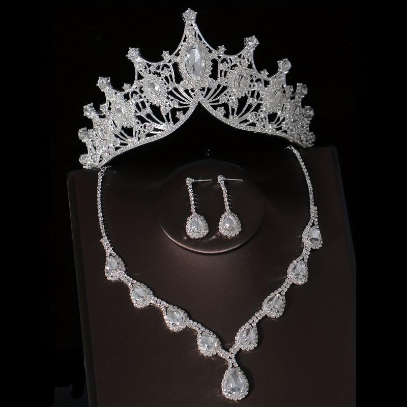 Crystal Bridal Headband Necklace Earrings Set Wedding Accessory