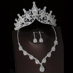 Crystal Bridal Headband Necklace Earrings Set Wedding Accessory
