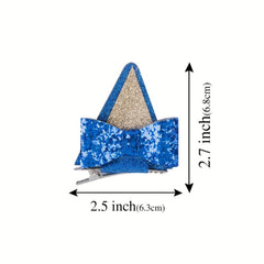 Sequin Glitter Cat Ears Hair Clips Set
