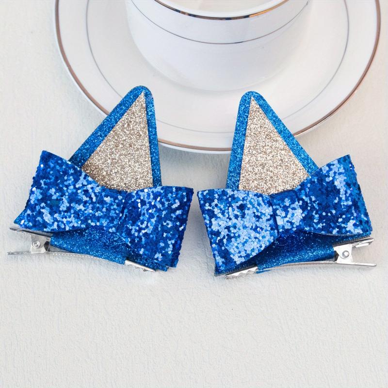 Sequin Glitter Cat Ears Hair Clips Set