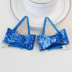Sequin Glitter Cat Ears Hair Clips Set