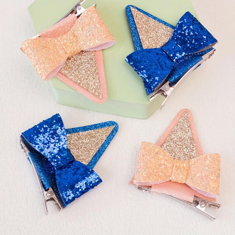 Sequin Glitter Cat Ears Hair Clips Set