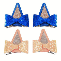 Sequin Glitter Cat Ears Hair Clips Set