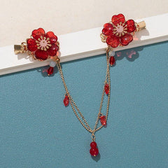 Cheongsam Flower Tassel Hair Ornament Antique Princess Pendant
