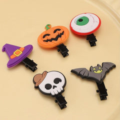 Halloween Pumpkin Hair Clip Magic Hat Bat Skull Ghost Charm PVC Hair Accessory