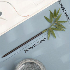 Bamboo Leaf Wooden Hairpin Cyan Hairpin