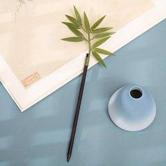 Bamboo Leaf Wooden Hairpin Cyan Hairpin