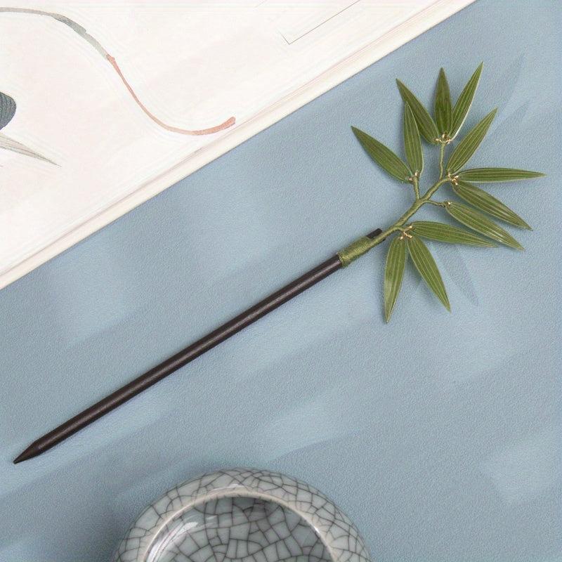 Bamboo Leaf Wooden Hairpin Cyan Hairpin