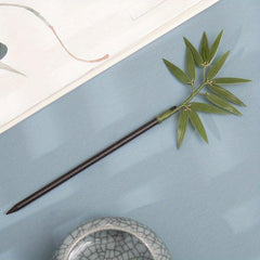 Bamboo Leaf Wooden Hairpin Cyan Hairpin