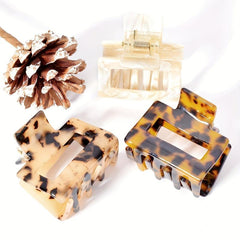 3pcs Acetate Hair Claw Square Hollow Ponytail Holder Hair Accessories