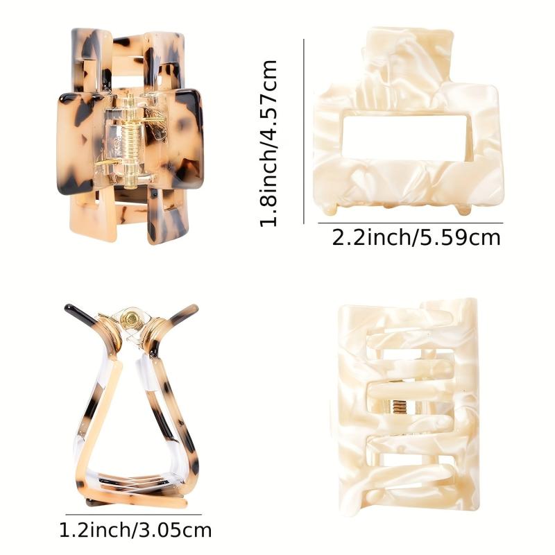 3pcs Acetate Hair Claw Square Hollow Ponytail Holder Hair Accessories
