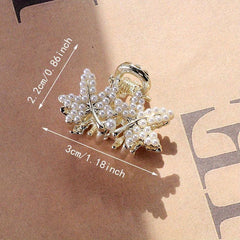Faux Pearl Beaded Hair Claw Small Shark Claw Butterfly Flower Leaf Stars