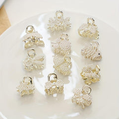 Faux Pearl Beaded Hair Claw Small Shark Claw Butterfly Flower Leaf Stars