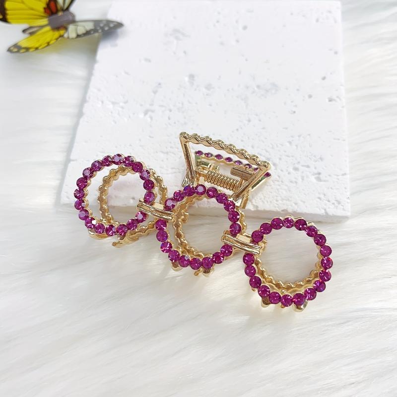Purple Rhinestone Hoop Hair Claw Clip for Women