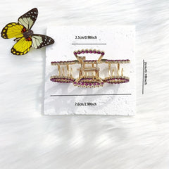 Purple Rhinestone Hoop Hair Claw Clip for Women