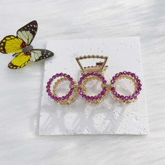 Purple Rhinestone Hoop Hair Claw Clip for Women