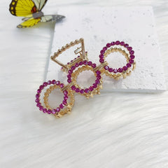 Purple Rhinestone Hoop Hair Claw Clip for Women