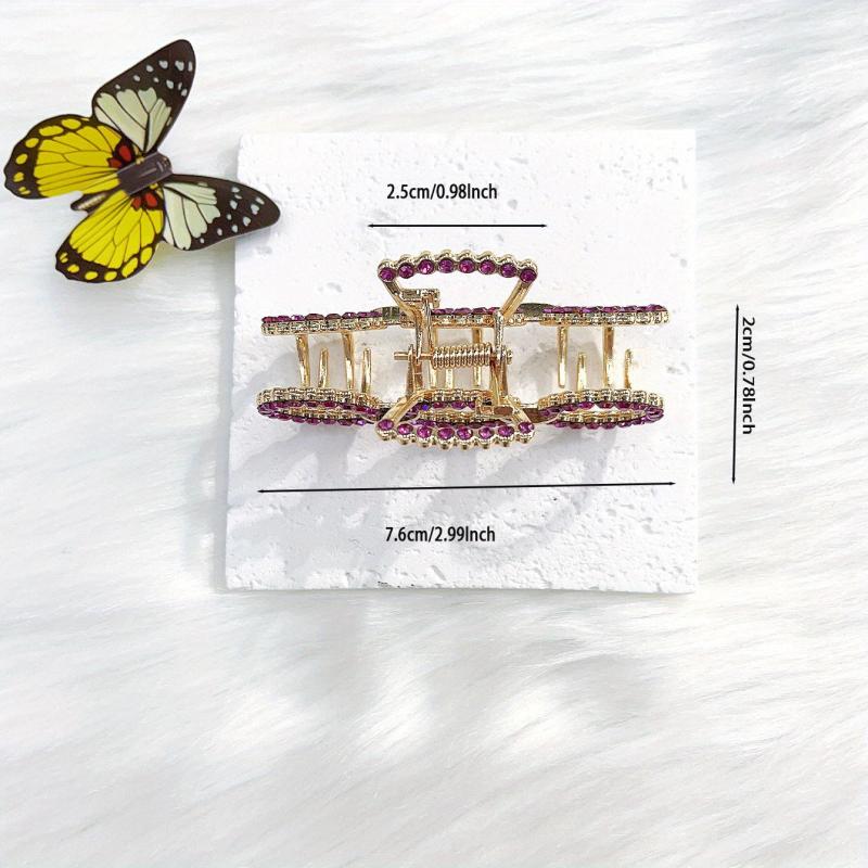 Purple Rhinestone Hoop Hair Claw Clip for Women