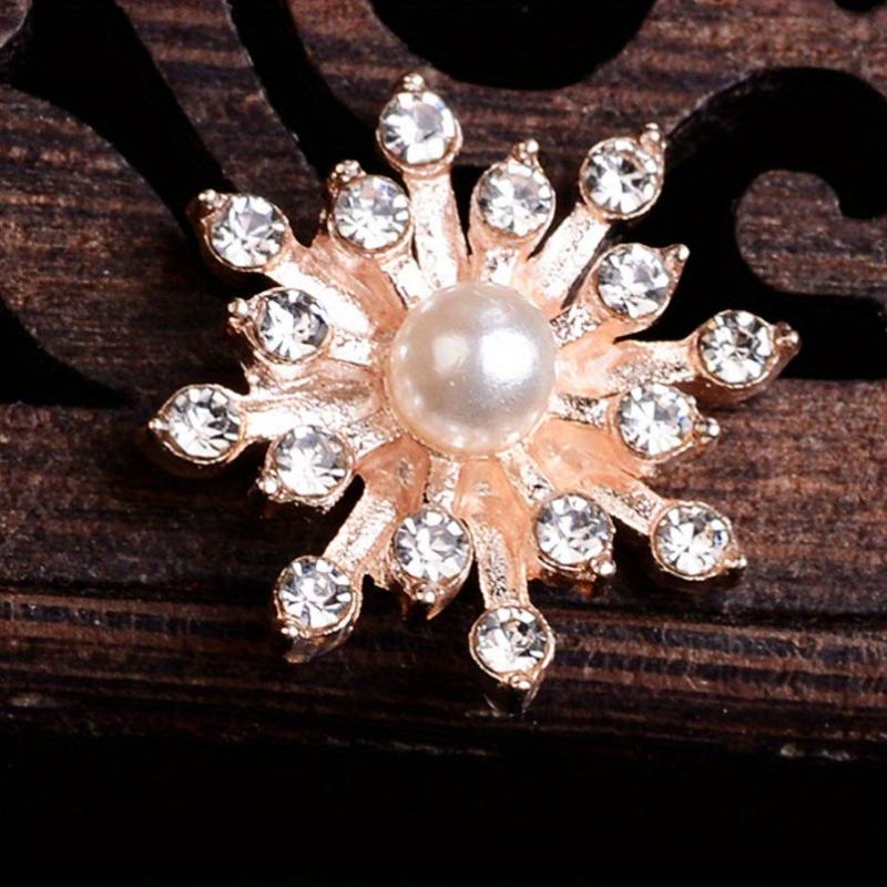 Snowflake Charm Brooch Faux Pearl & Rhinestone Decor Buckle Alloy
