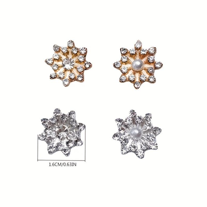 Snowflake Charm Brooch Faux Pearl & Rhinestone Decor Buckle Alloy