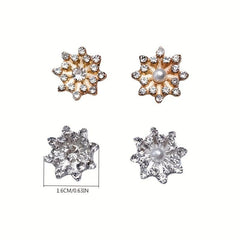 Snowflake Charm Brooch Faux Pearl & Rhinestone Decor Buckle Alloy