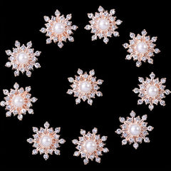 Snowflake Charm Brooch Faux Pearl & Rhinestone Decor Buckle Alloy