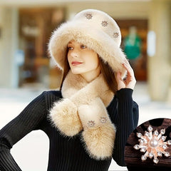 Snowflake Charm Brooch Faux Pearl & Rhinestone Decor Buckle Alloy