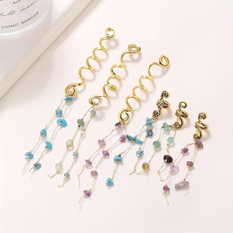 Colored Stone Pendant Hair Jewelry For Braids Tassels Dreadlock