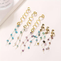 Colored Stone Pendant Hair Jewelry For Braids Tassels Dreadlock