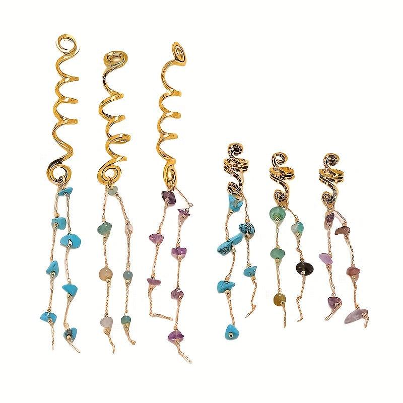 Colored Stone Pendant Hair Jewelry For Braids Tassels Dreadlock