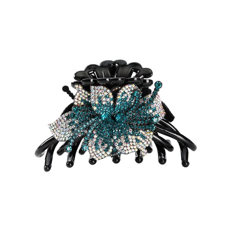 Rhinestone & Flower Hair Claw Vintage Banana Clip Headwear