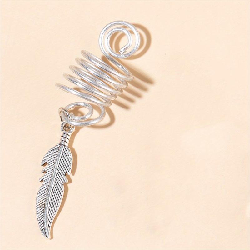 Alloy Spiral Hair Ring Star Leaf Tassel Dreadlock Hair Ring Boho Style Braids