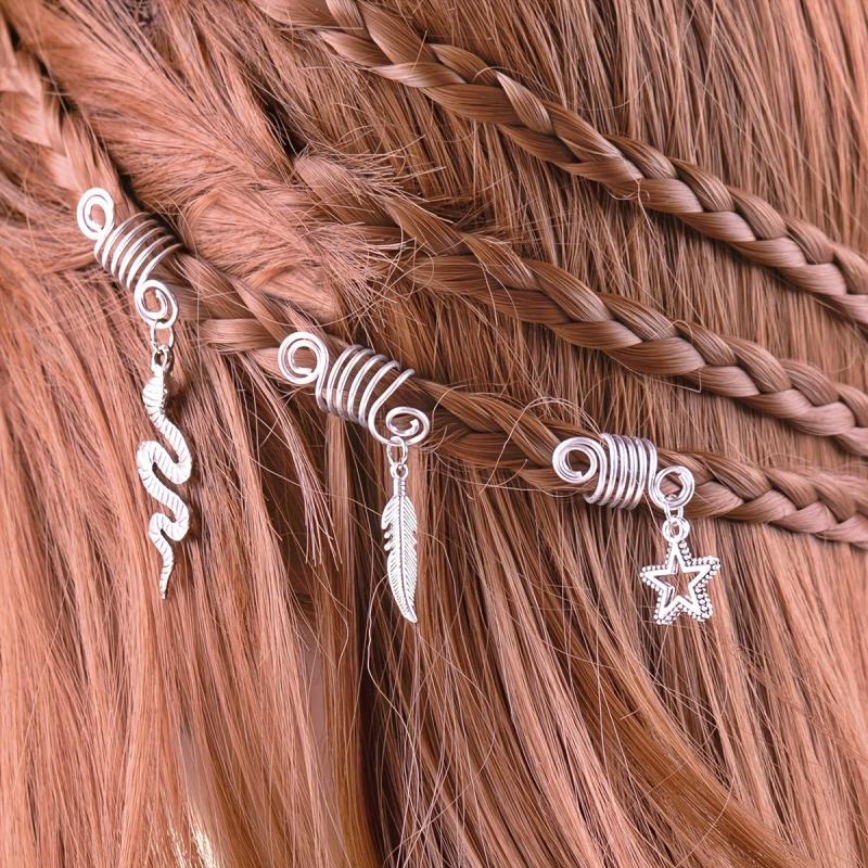 Alloy Spiral Hair Ring Star Leaf Tassel Dreadlock Hair Ring Boho Style Braids
