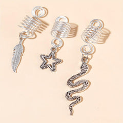 Alloy Spiral Hair Ring Star Leaf Tassel Dreadlock Hair Ring Boho Style Braids