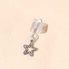 Alloy Spiral Hair Ring Star Leaf Tassel Dreadlock Hair Ring Boho Style Braids
