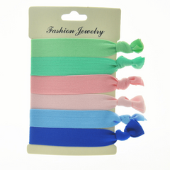 6pcs Knotted Ribbon Hair Tie Wide Hair Rope Bracelet Elastic