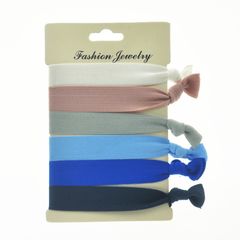 6pcs Knotted Ribbon Hair Tie Wide Hair Rope Bracelet Elastic